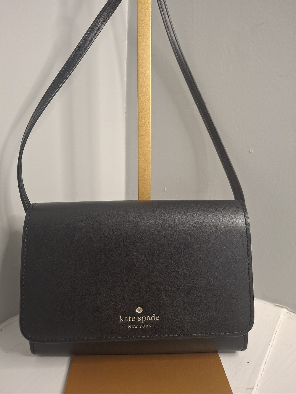 Kate Spade New York Black Leather Accordion Crossbody Bag NWOT
